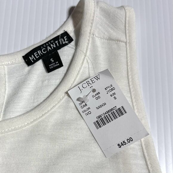 J Crew Drapey Tank Top Silky Hem Ivory Sleeveless Summer Blouse Solid Size S NWT - Picture 6 of 9